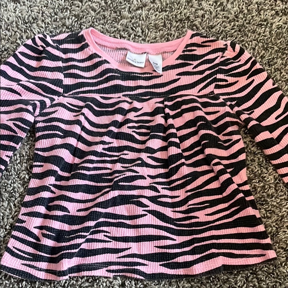 Jumping Beans Pink Zebra Long Sleeve & Silver Leggings - Picture 2 of 7